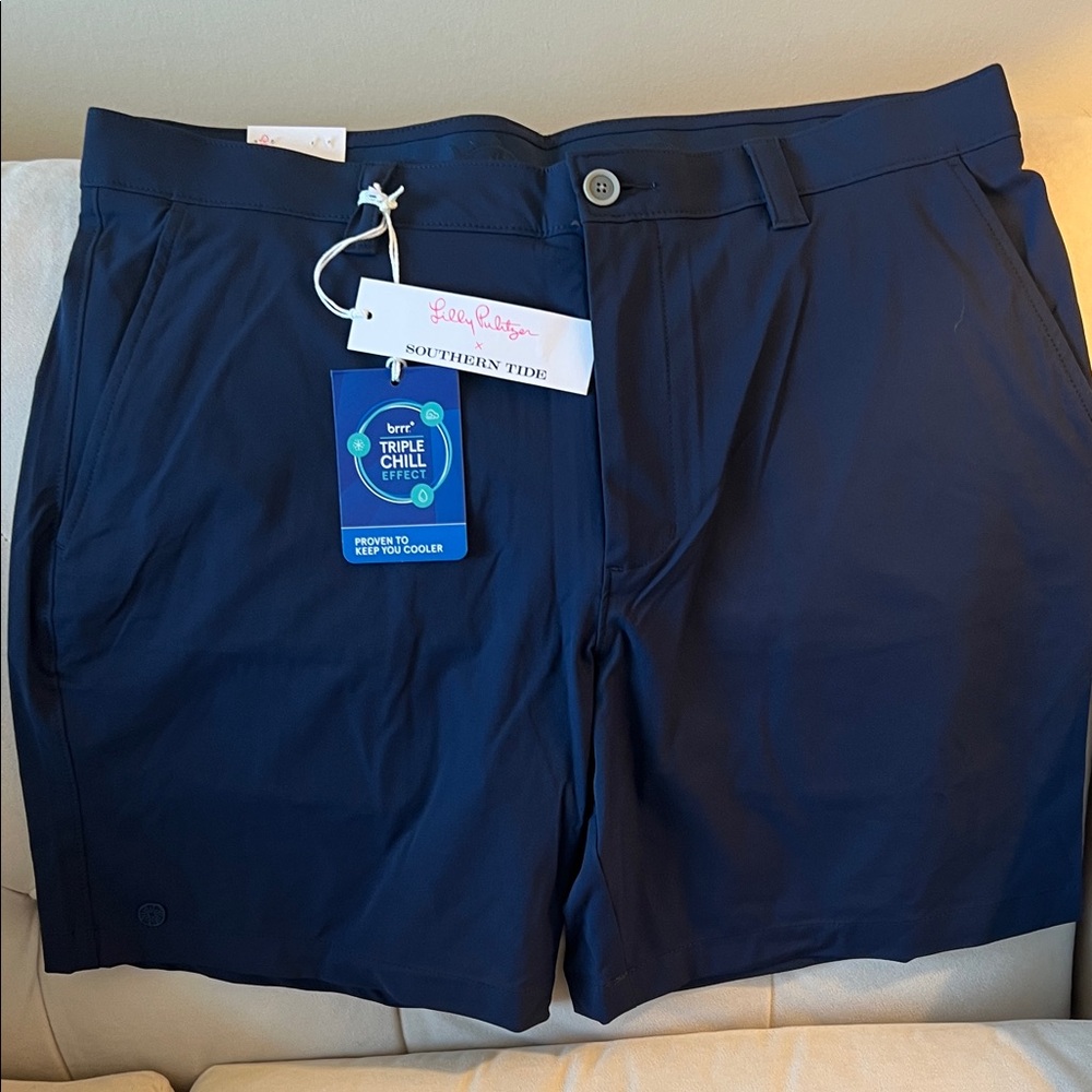 Lilly Pulitzer x Southern Tide Men's Dark Blue/Navy Flat Front Shorts NWT